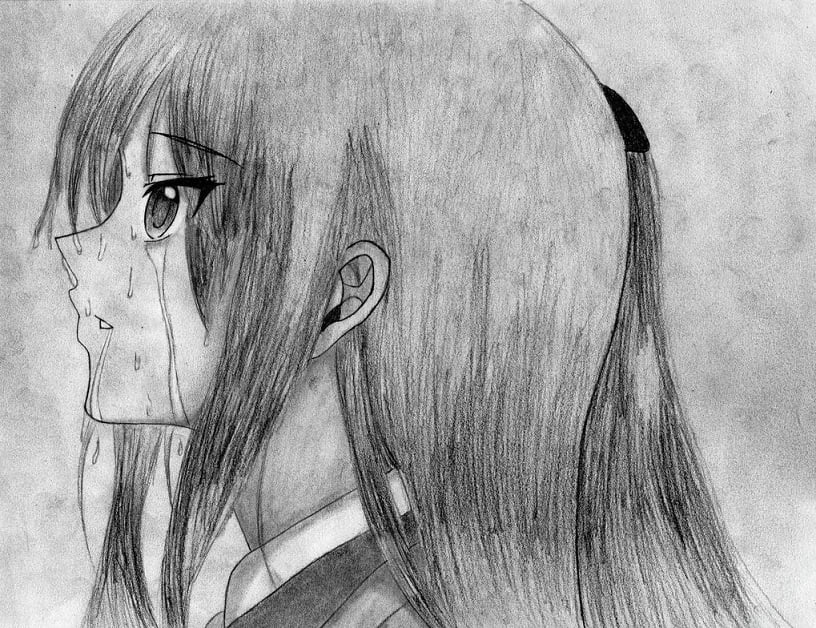 Vẽ Anime Buồn Đơn Giản Hình Anime Nữ Buồn Khóc Cô Đơn